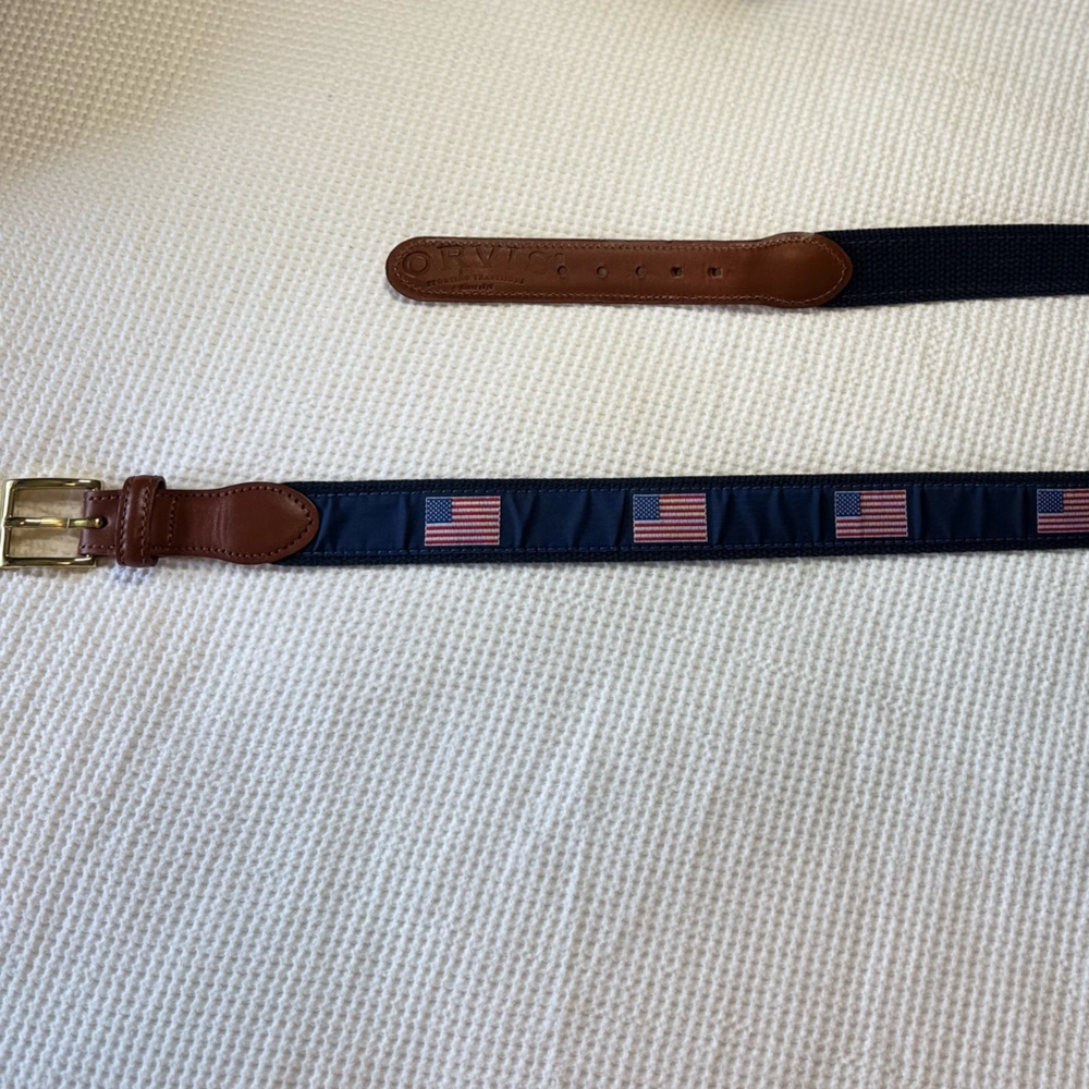Orvis Navy Blue American Flag Belt - Size 36